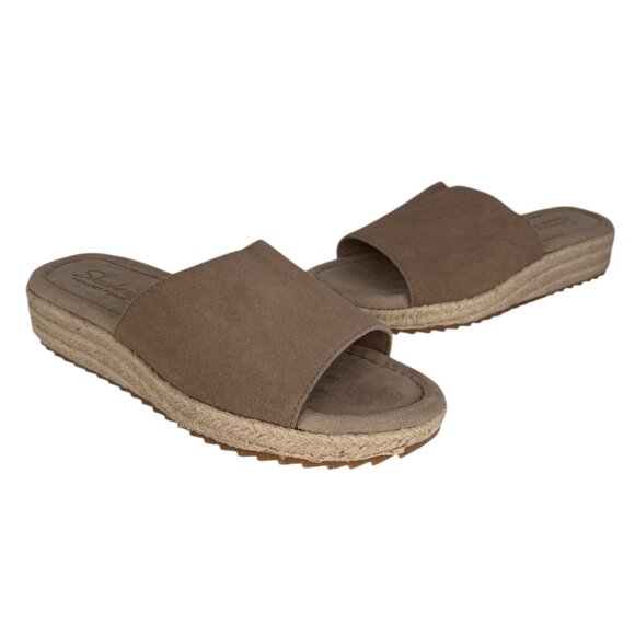Skechers Suede Taupe Espadrilles Open Back Slip On Slide Sandal NWOT (8) - Picture 15 of 15